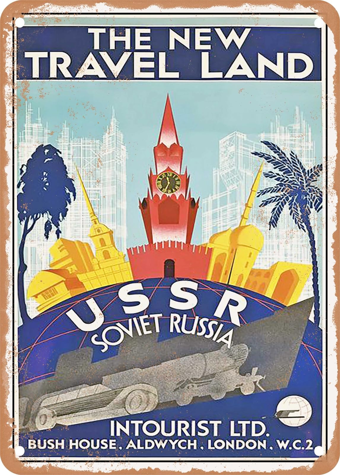 METAL SIGN - 1931 The New Travel Land USSR Soviet Russia Intourist Vintage Ad home decor