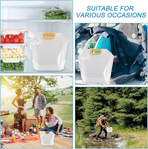 Miniatura 7 de PATIKIL Bolsa plegable para contenedores de agua de 2.6 galones, paquete de 4 jarras de almacenamiento de plástico plegables para campamento,