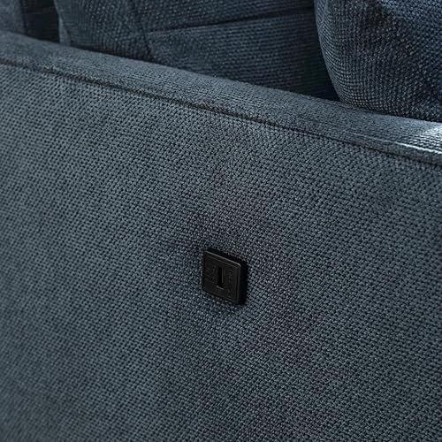 Miniatura 7 de Sofá de 56.7 pulgadas de largo con puerto de carga USB y 2 almohadas, moderno sofá tapizado de tela impermeable con cojines de asiento gruesos,