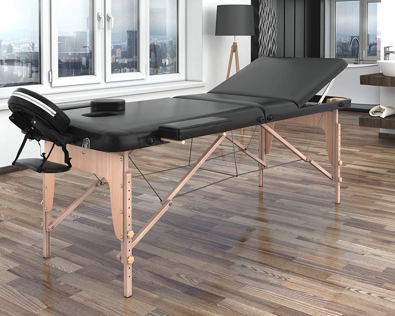 LETTINO MASSAGGIO PROFESSIONALE 3 ZONE IN LEGNO PORTATILE E PIEGHEVOLE COD-06