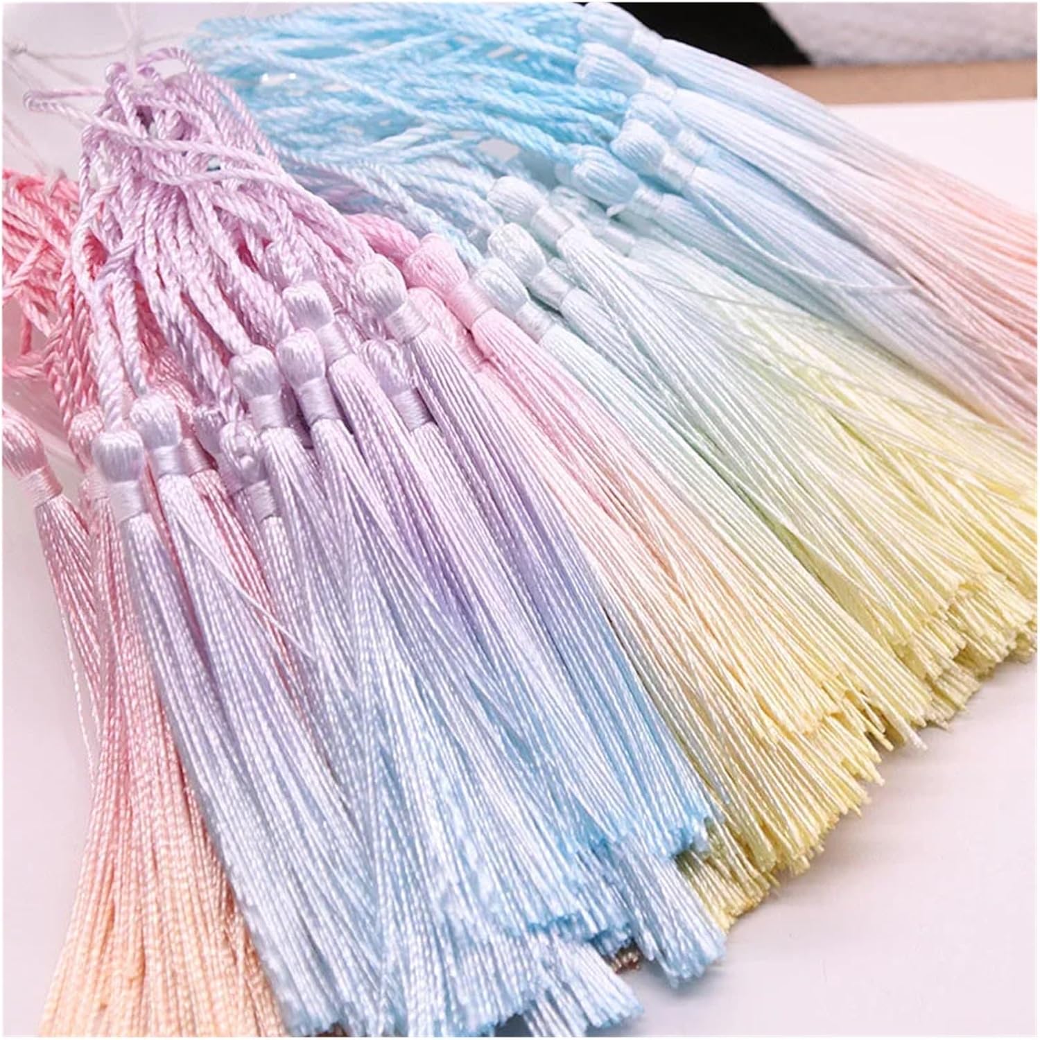 Bookmark Tassel Gradient 13cm Tassels for Crafts Polyester Silk Tassel Fringe Crafts Jewelry DIY Sewing Clothing Pendant Decor Bookmark for DIY Projects(01,16pcs)