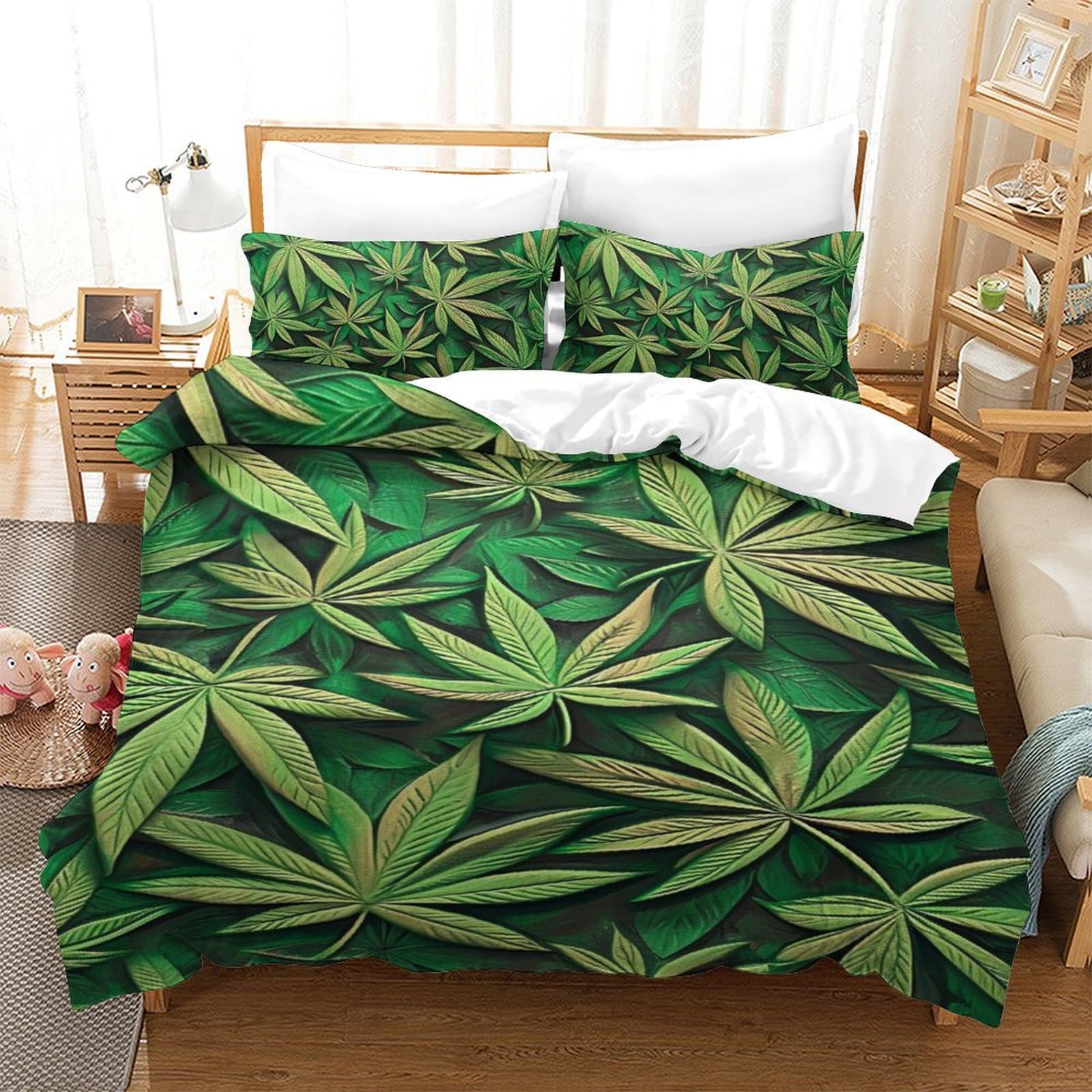 Housse couette haute qualité au motif de palmier moderne pour literie une place