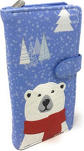 Shag Wear True North Polar Bear - Cartera para mujer, color azul, grande de 7 pulgadas, Azul, Cartera grande