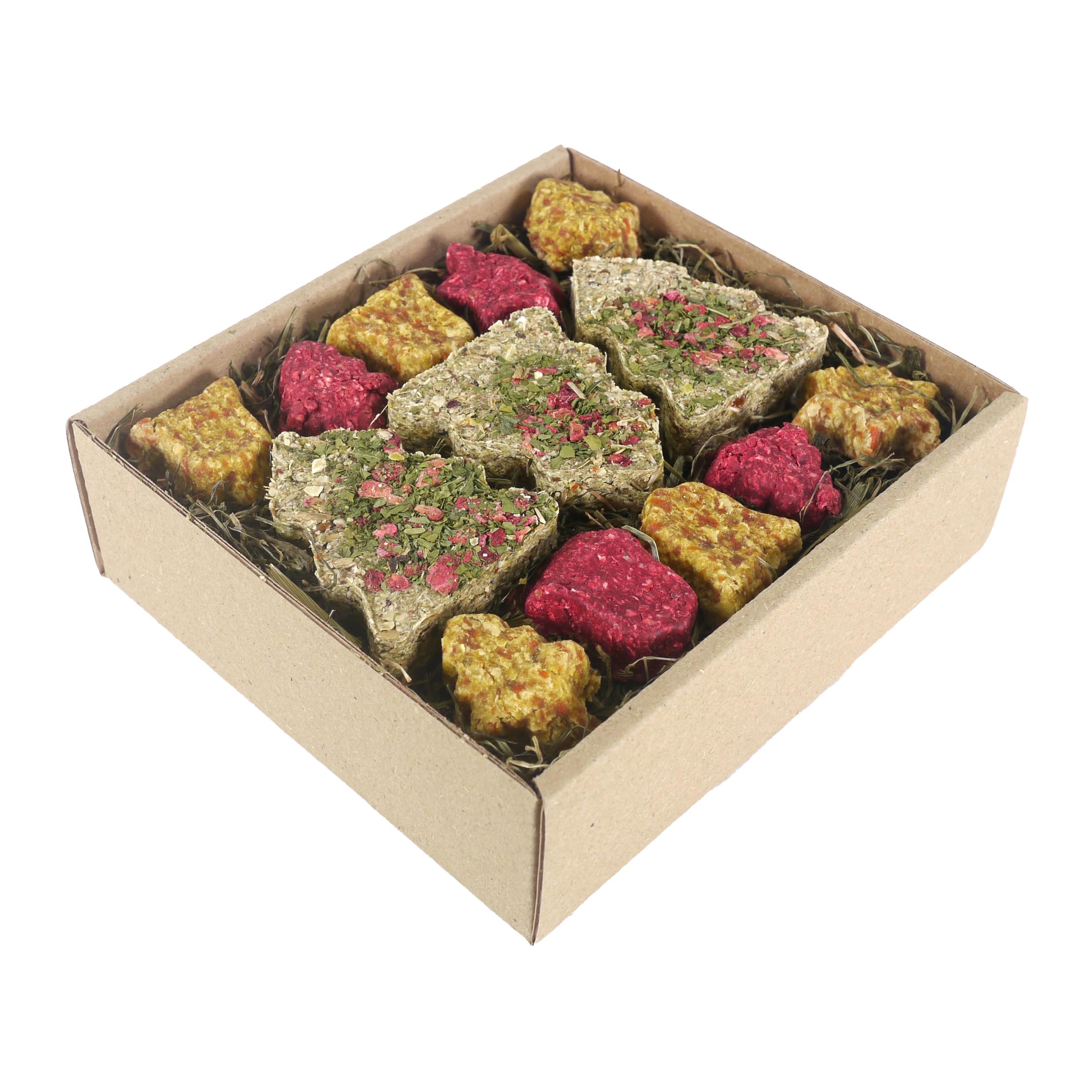 Rosewood Naturals Festive Cookies Forage Tray for Small Animals, Grain Free, 100% Natural and Healthy Treats with Hay