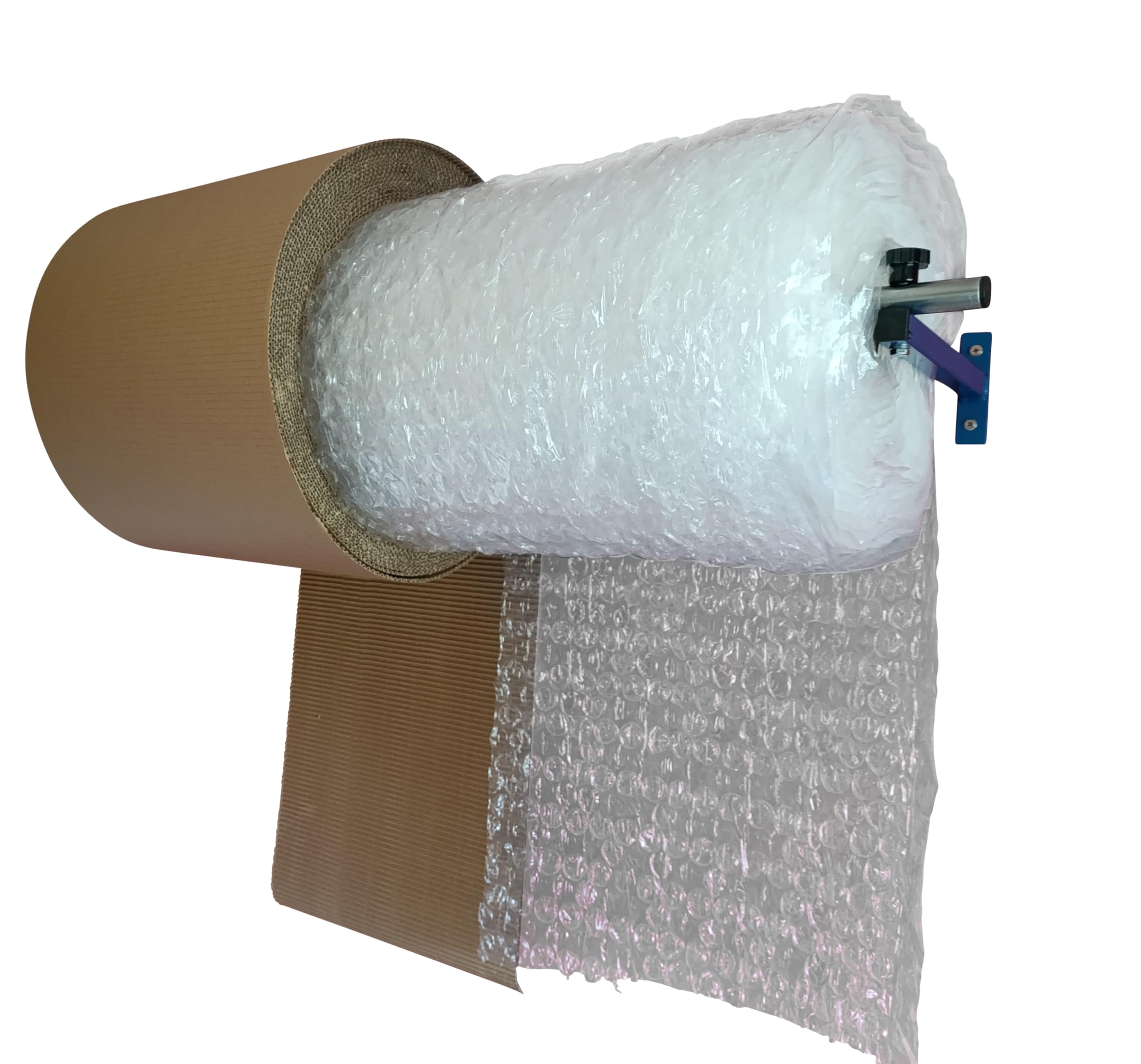 Wandhalter für Luftpolsterfolie, für Rollen bis 1000 mm oder zwei 500 mm Rollen, Wand- oder Deckenmontage, mit Montageschablone.