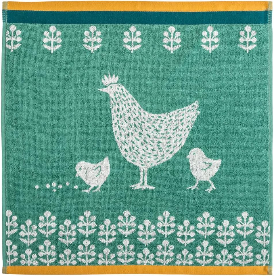 Coucke French Cotton Square Terry Towel, Cocotte, 20-Inches by 20-Inches, Green, 100% Cotton