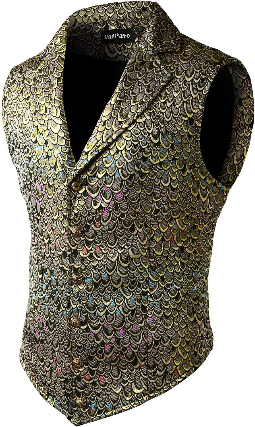 VATPAVE Mens Victorian Suit Vest Steampunk Gothic Waistcoat
