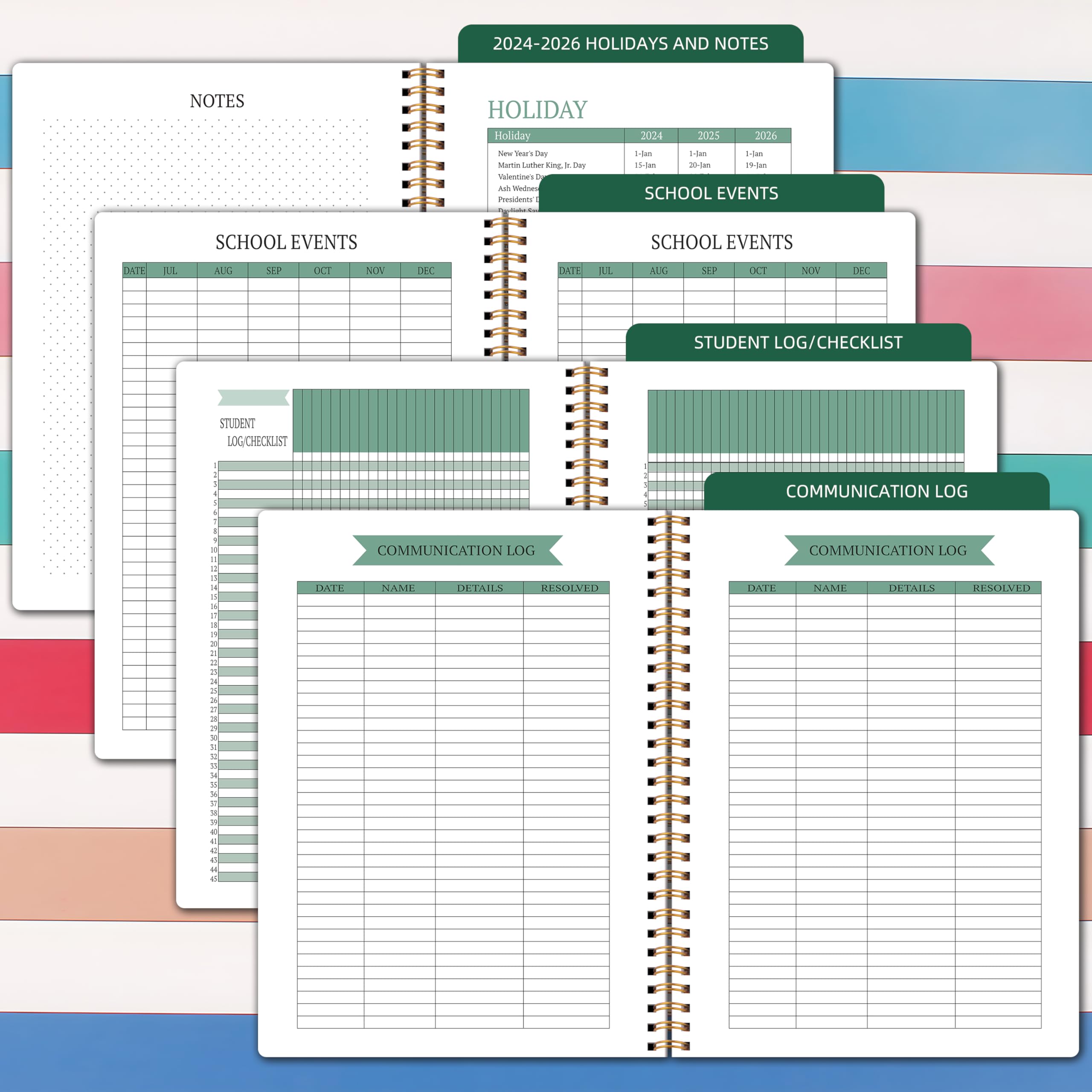 Planner per insegnanti 2024-2025, planner settimanale e mensile per insegnanti anno accademico 2024-2025, luglio 2024-giugno 2025, 19,8 x 24,9 cm, 2024-2025, agenda per insegnanti, con rilegatura a