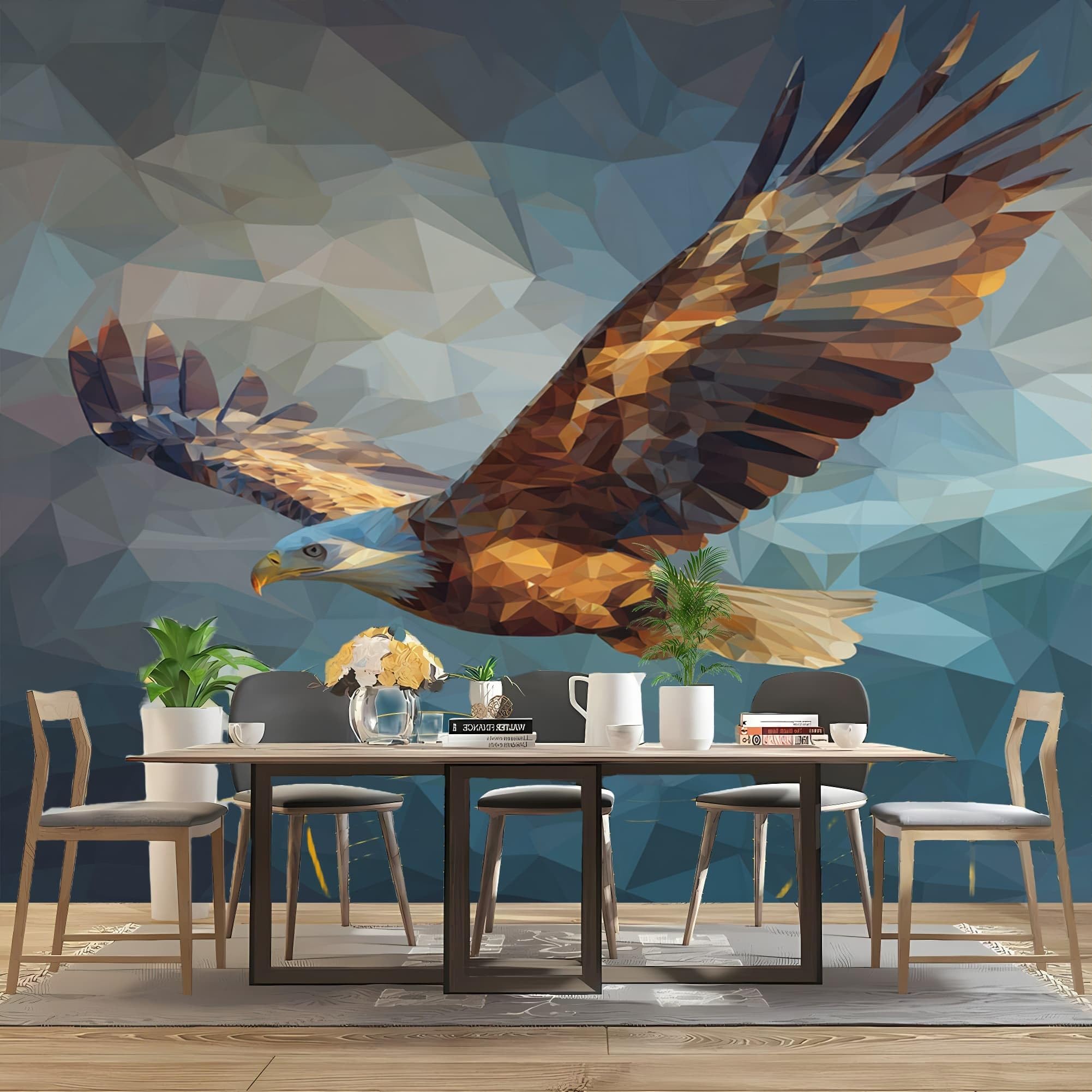 Kreatywna panoramiczna tapeta 300 x 210 cm motyw orła zwierząt usuwalne naklejki ścienne niebieskie naklejki ścienne naklejki ścienne pokój dziecięcy tło ściany