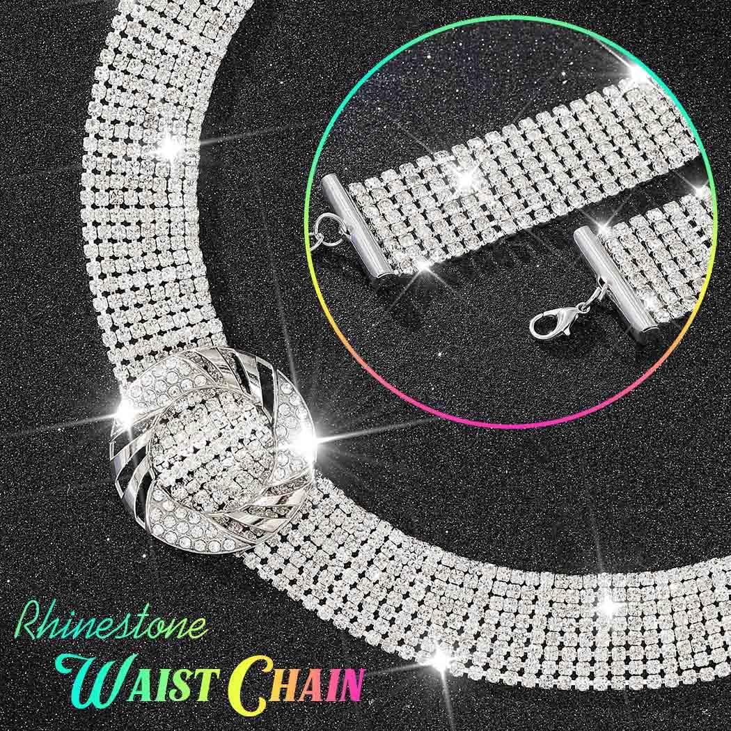 BODIY Silver Rhinestone Dress Belts Shiny Diamond Fashion Belts Accessories for Women - Image 5