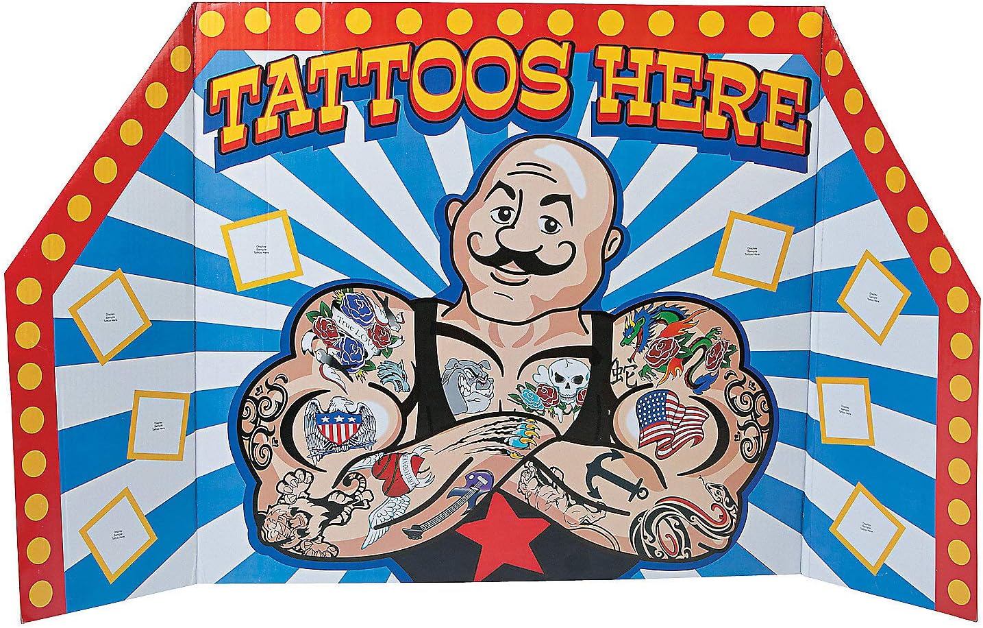 Carnival Cardboard Tattoo Booth Stand up - Vintage Circus Party Decor