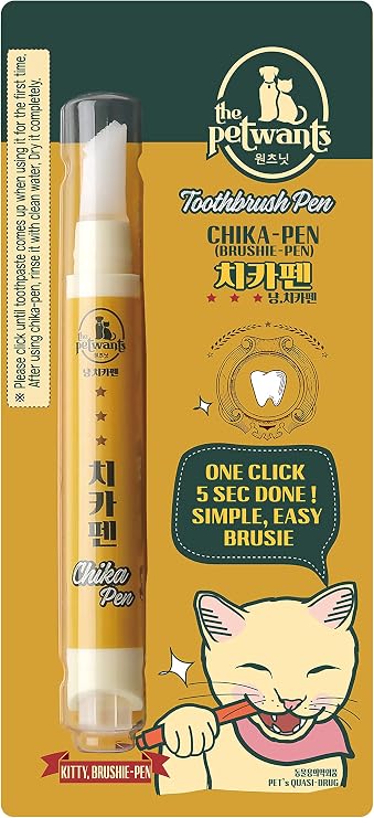 HIBOS Cat Toothbrush Toothpaste Dental Care - All in One Kit, Cat Toothpaste in Toothbrush, Cat Tooth Whitening & Cleaning, Cat Oil for Healthy Gums (1 Pack, 1 Count)