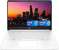 Vista 7 de HP Laptop HD de 14", Windows 11, procesador Intel Celeron de doble núcleo hasta 2.60 GHz, 4 GB de RAM, SSD de 64 GB, cámara web (renovado)