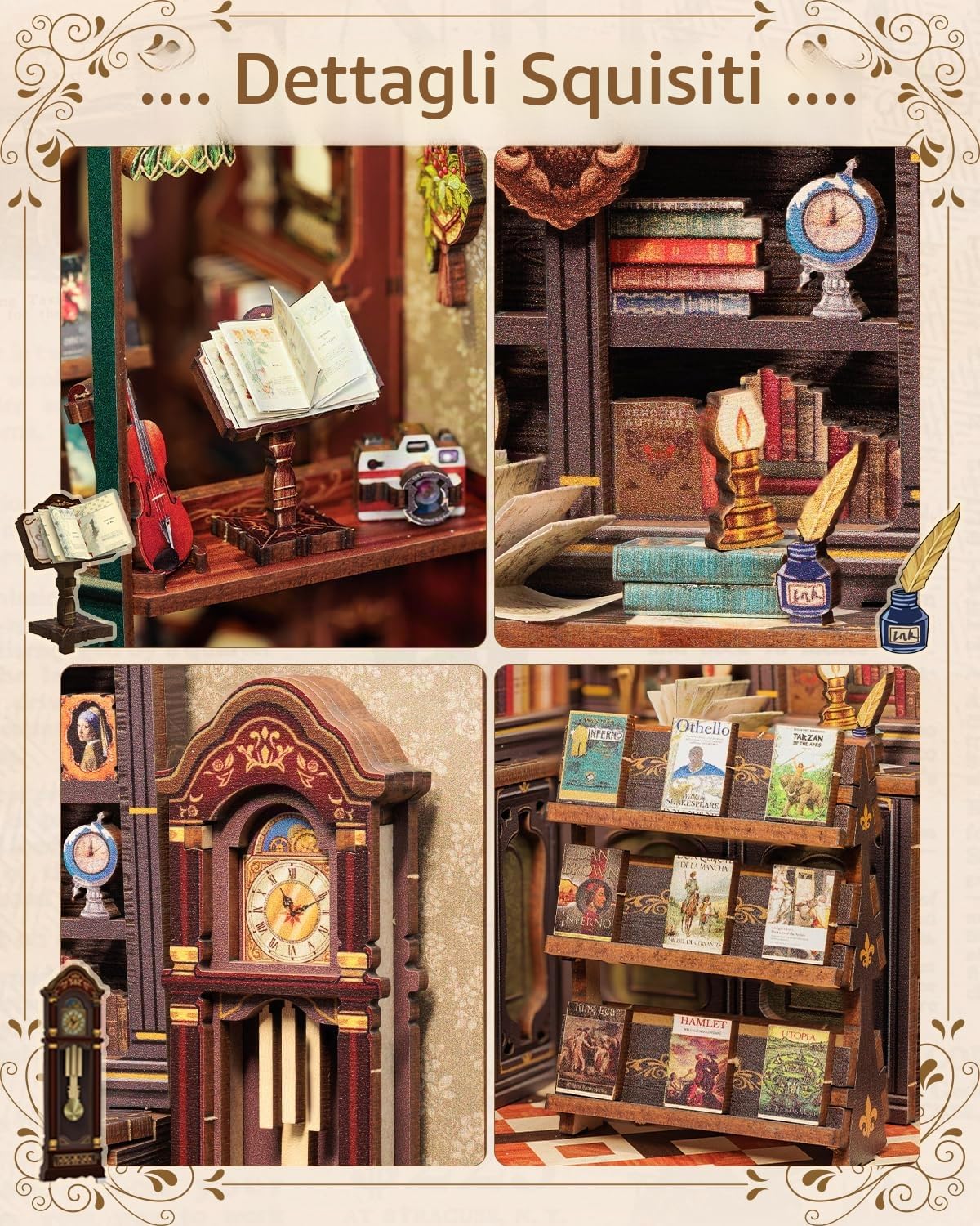CUTEBEE Book Nook Kit: Set Creativo Casetta Fai da Te, Modello in Scala per Appassionati, Donne/Ragazzi/Amanti Libri (OWL Bookstore)