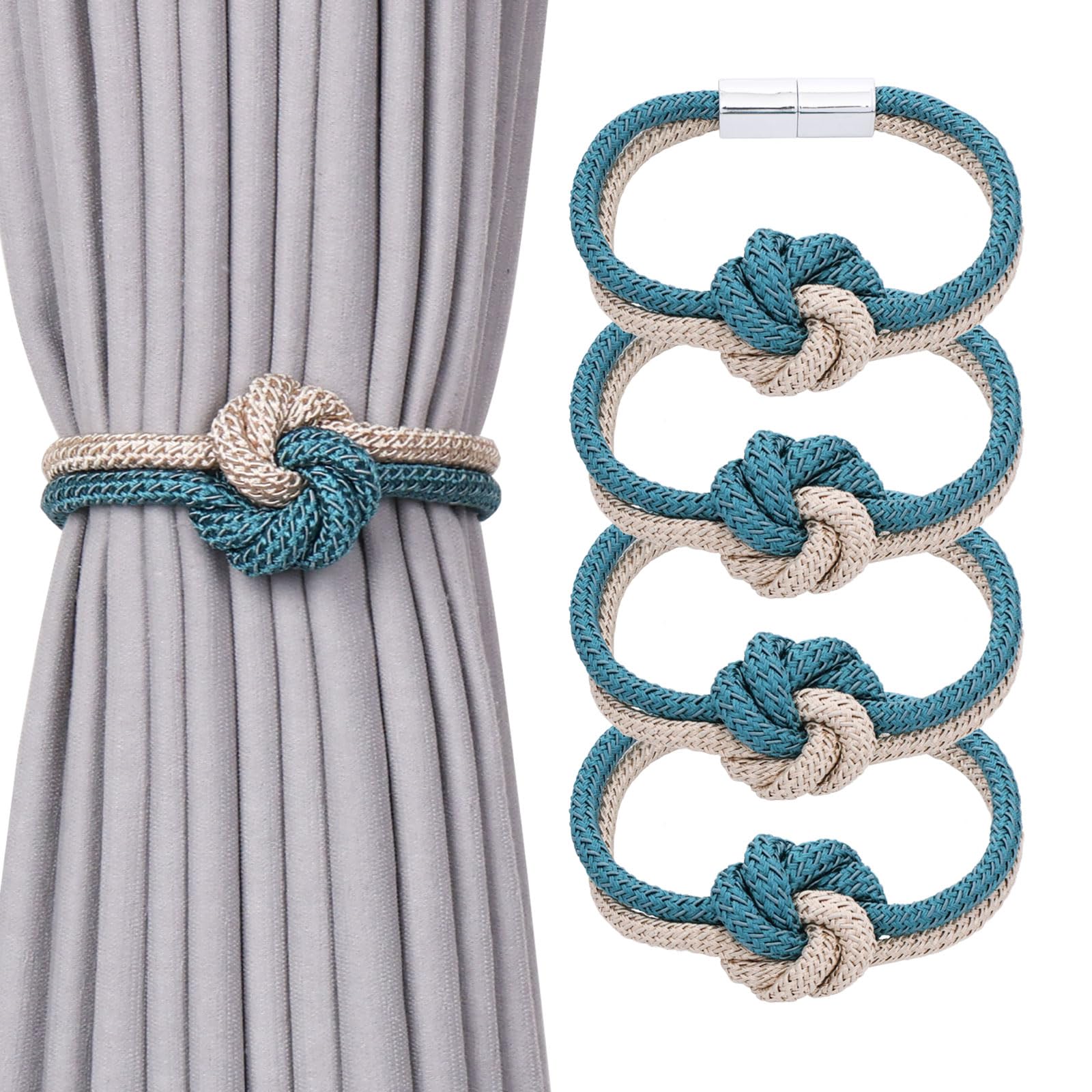 Pretty Jolly Flower‑Knot Curtain Tiebacks, Hand‑Woven Rope — image 1