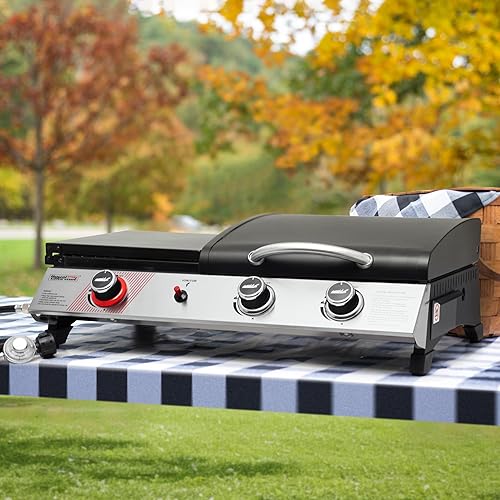 Miniatura 12 de Royal Gourmet PD1305H - Combo de parrilla y plancha de gas propano de 3 quemadores con tapa, combo de parrilla 3 en 1 con salida de 29,000 BTU para