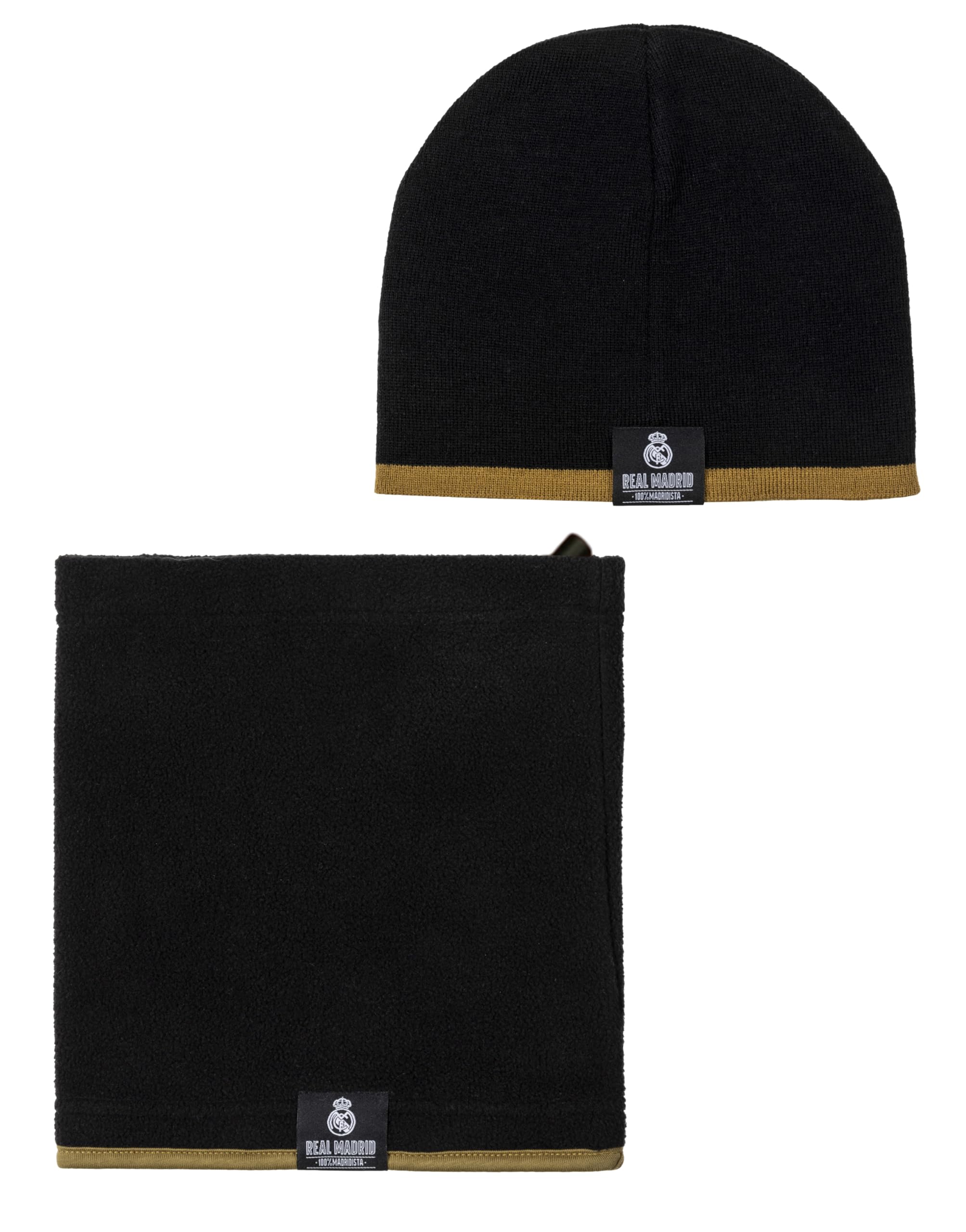 Real Madrid - Caja de regalo para el cuello y gorro real - Colección oficial, Negro , Talla única
