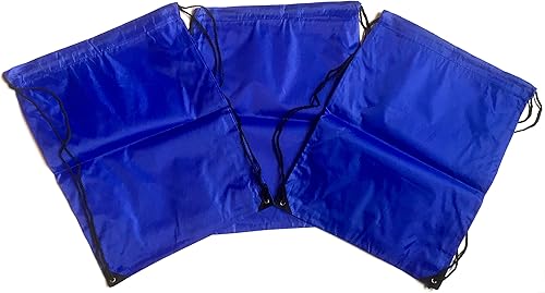 Paquete de 3 mochilas de nailon con cordón para saco bolsa de gimnasio  variedad de colores Azul  Patchwork TA-DSB-BLU-R-CA