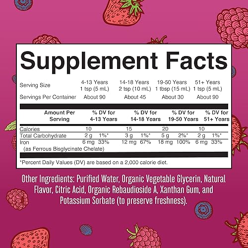 Miniatura 7 de MaryRuth Organics Multivitamínico líquido matutino (ponche de fruta) y líquido de hierro (baya) | Clean Label Project Verified® | Vitaminas para