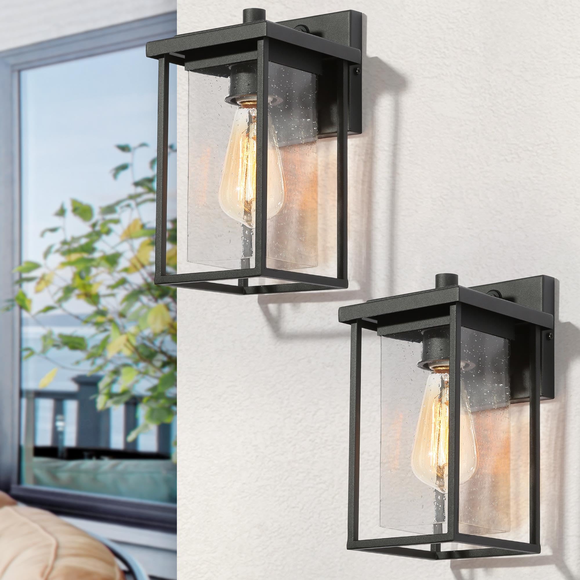 Kania Modern Black Outdoor Wall Sconce Dimmable Exterior Wall Lantern Lighting for Garage Porch Front Door - On Sale - Bed Bath & Beyond - 35635118
