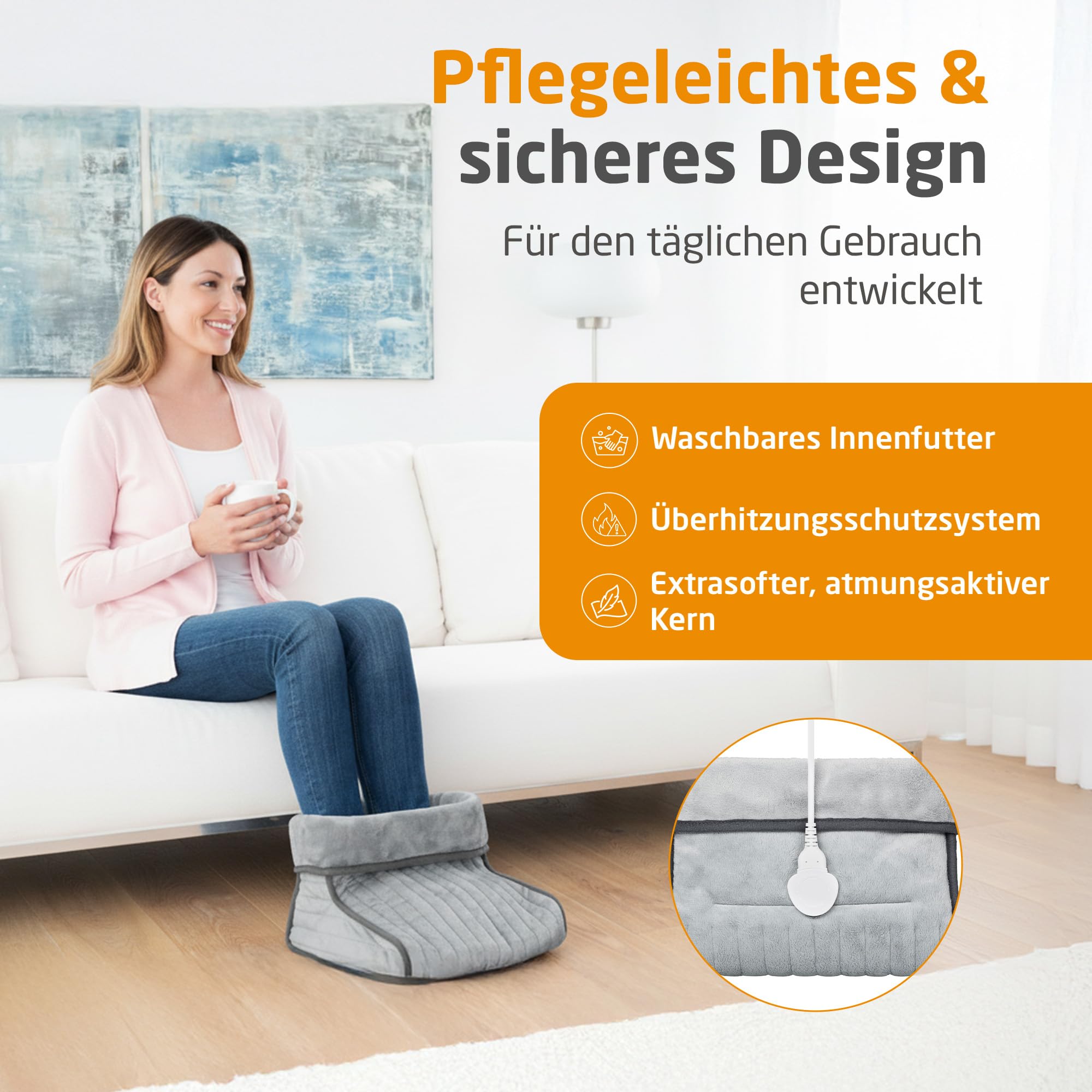 Medisana FWS Fußwärmer elektrisch, kuschelige Wärme für kalte Füße, waschbares Innenfutter, Zehenwärmer mit Abschaltautomatik und Überhitzungsschutz, bis Schuhgröße 46