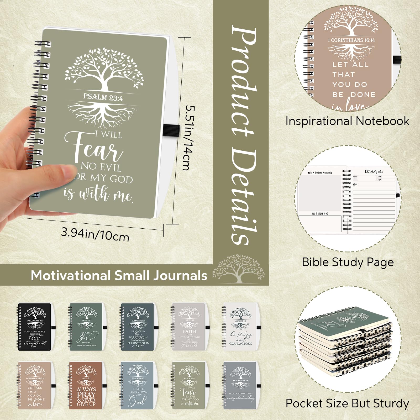 Kosiz Lot de 80 journaux de prière en vrac avec stylos, couleur bohème | Cahier à spirale arbre de vie pour homme et femme, avec versets de la Bible, cadeaux religieux pour église