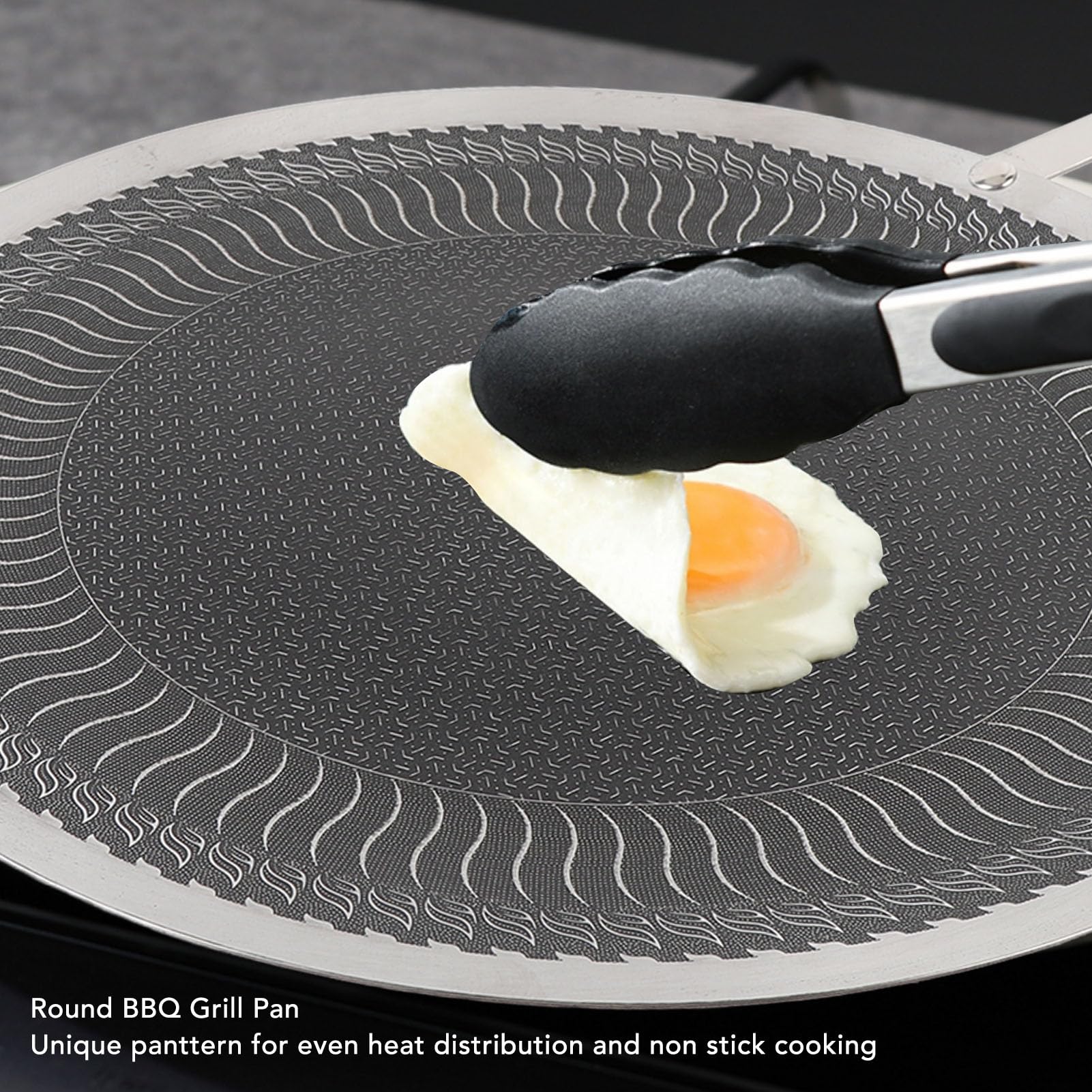 Koreańska patelnia grillowa ze stali nierdzewnej, 34 cm, płyta do gotowania na zewnątrz, dla równomiernego rozprowadzania ciepła, łatwe czyszczenie, idealna na imprezy i spotkania, trwała i