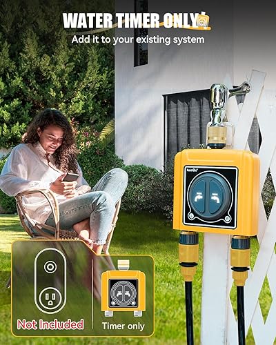 Miniatura 21 de RAINPOINT Temporizador de agua WiFi con entrada de latón, temporizador de rociador de 2 salidas, controlador automático del sistema de riego