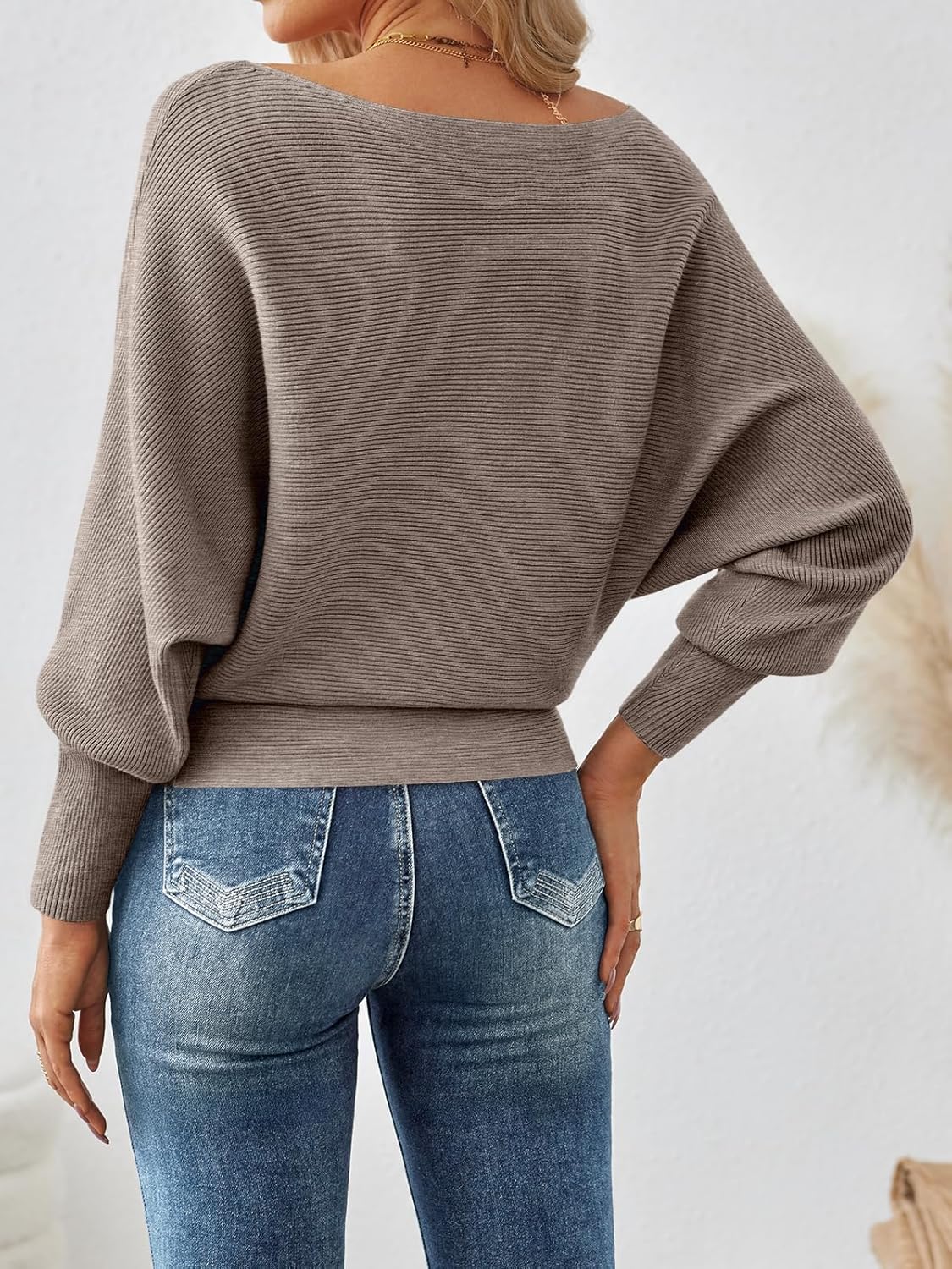 LILLUSORY Women One Shoulder Sweater Fall Fashion Long Batwing Sleeve Knit Pullover Cute Tops Trendy Outfits - Image 4