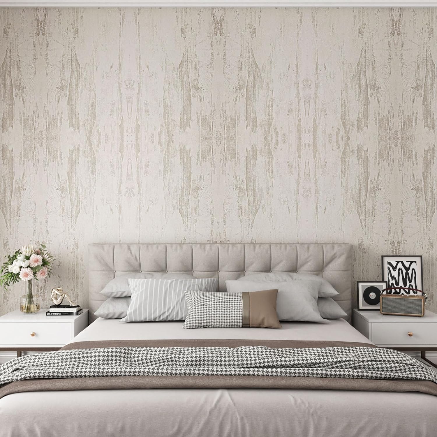 Beige Peel and Stick Concrete Wallpaper 3D Faux Concrete Cement Contact Paper 17.7"×118" Self Adhesive Industrial Textured Wallpaper Peel and Stick Cement Wall Paper for Basement Bedroom