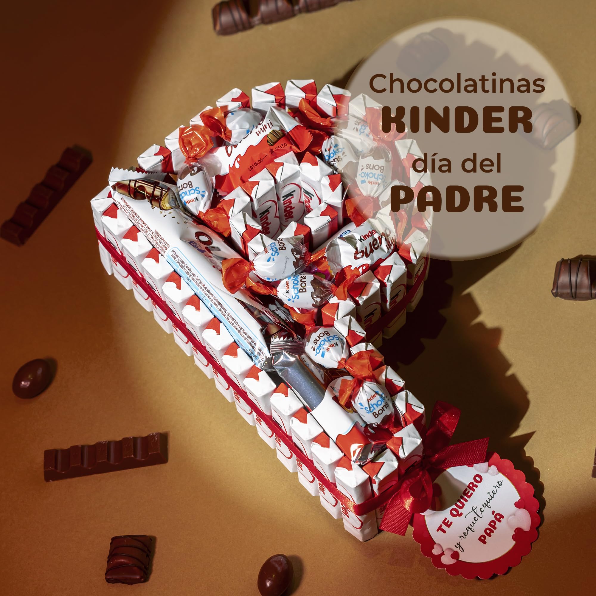 Onza Regalo dia del padre Original - Cesta Chocolates Kinder ''P'' de Papá - Kinder Bueno Pack para regalar: Kinder Chocolate, Happy Hippo, Cards, Schokobons - Regalos originales para hombre