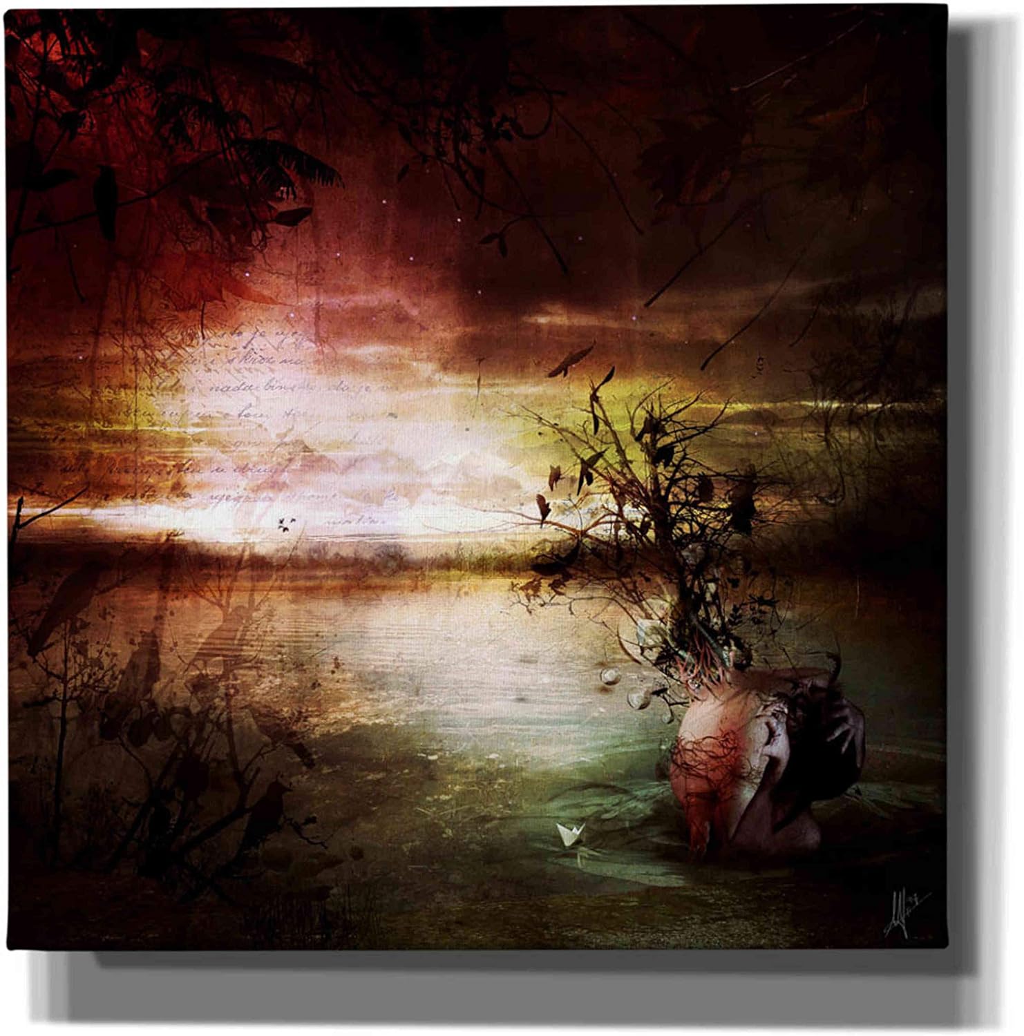 Epic Graffiti ' Alone' by Mario Sanchez Nevado Canvas Wall Art, 12" x 12", Red