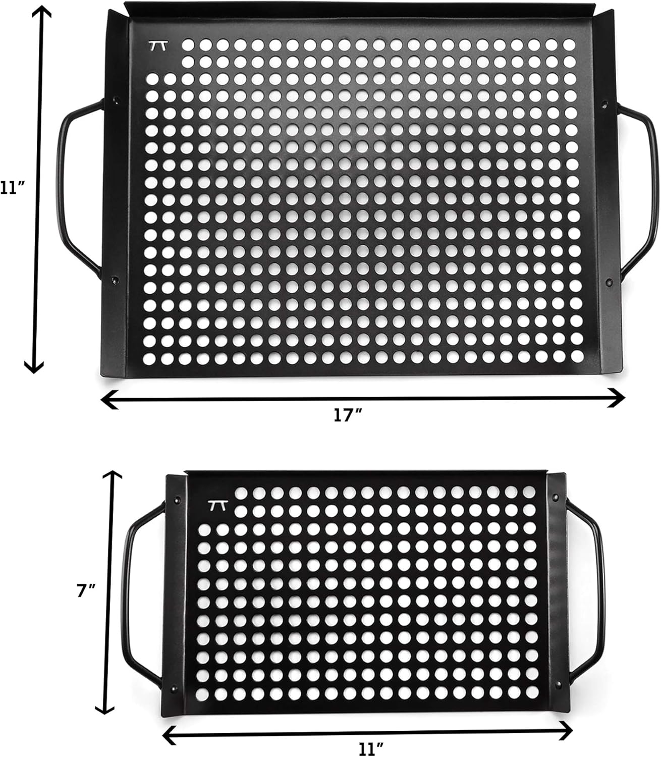 Outset 76452 Non-Stick Grilling and Bbq Grid, 7" x 11", 14" x 11", Set of 2 Black