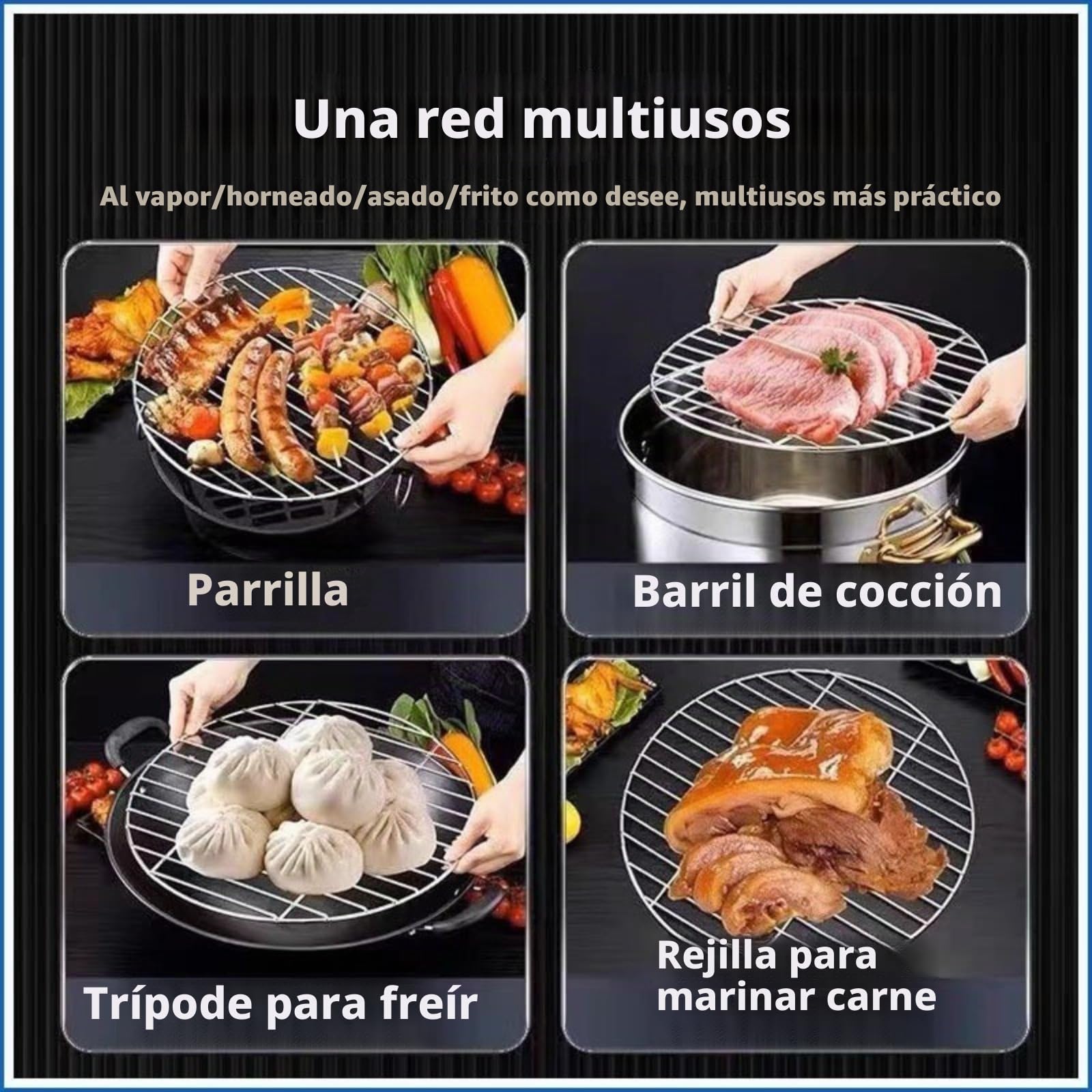 Rejilla redonda de acero inoxidable para barbacoa, rejilla redonda de acero inoxidable redonda, rejilla de cocina para camping, pícnic, jardín, fiesta, 40 cm, 43 cm, 45 cm, 48 cm