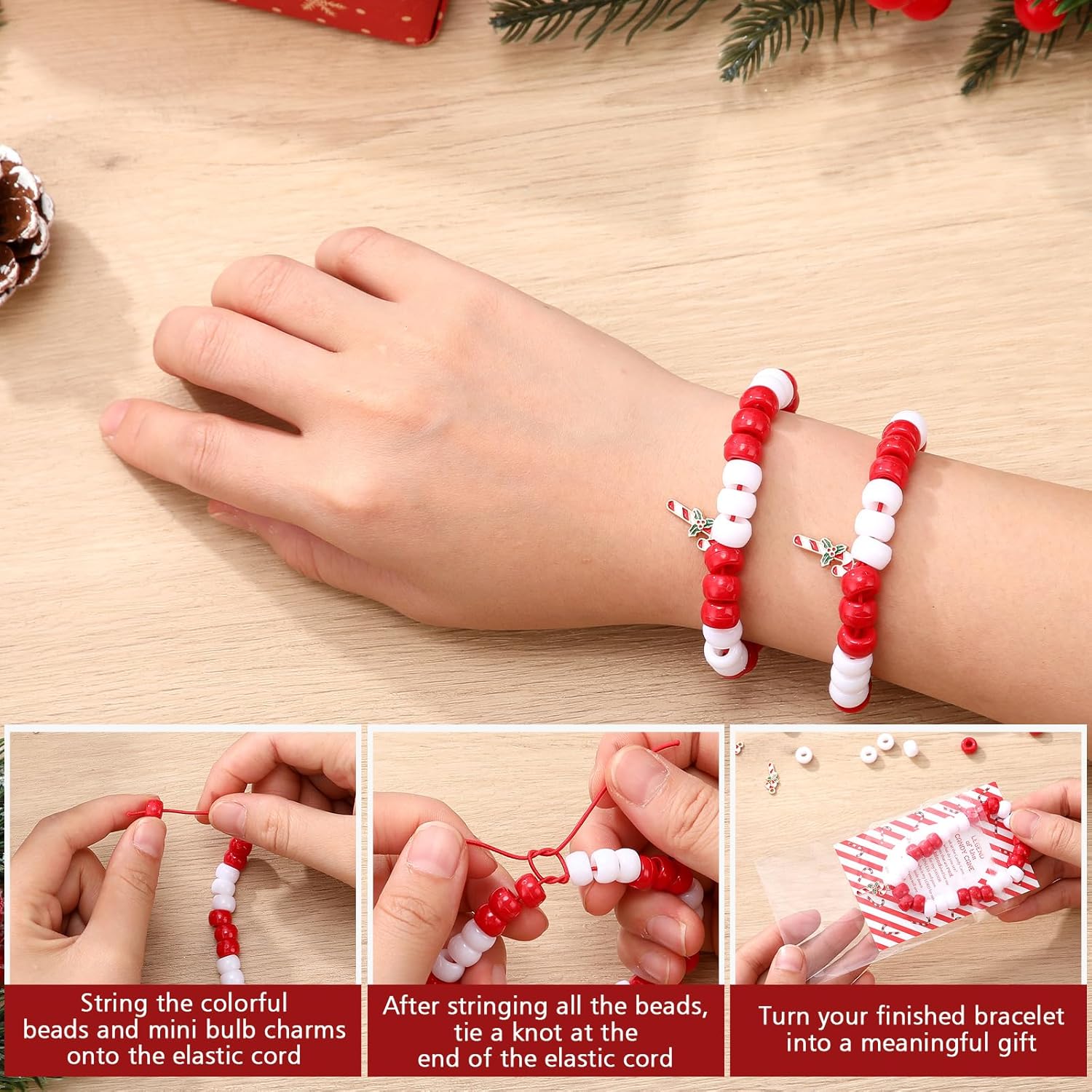 Ferreve 100 Set Christian Christmas Crafts Bulk DIY the Legend of the Candy Cane Crafts for Bracelets Religious Candy Cane Story Gifts for Xmas Stocking Suffer Sunday School Party Favor (Divine Style)