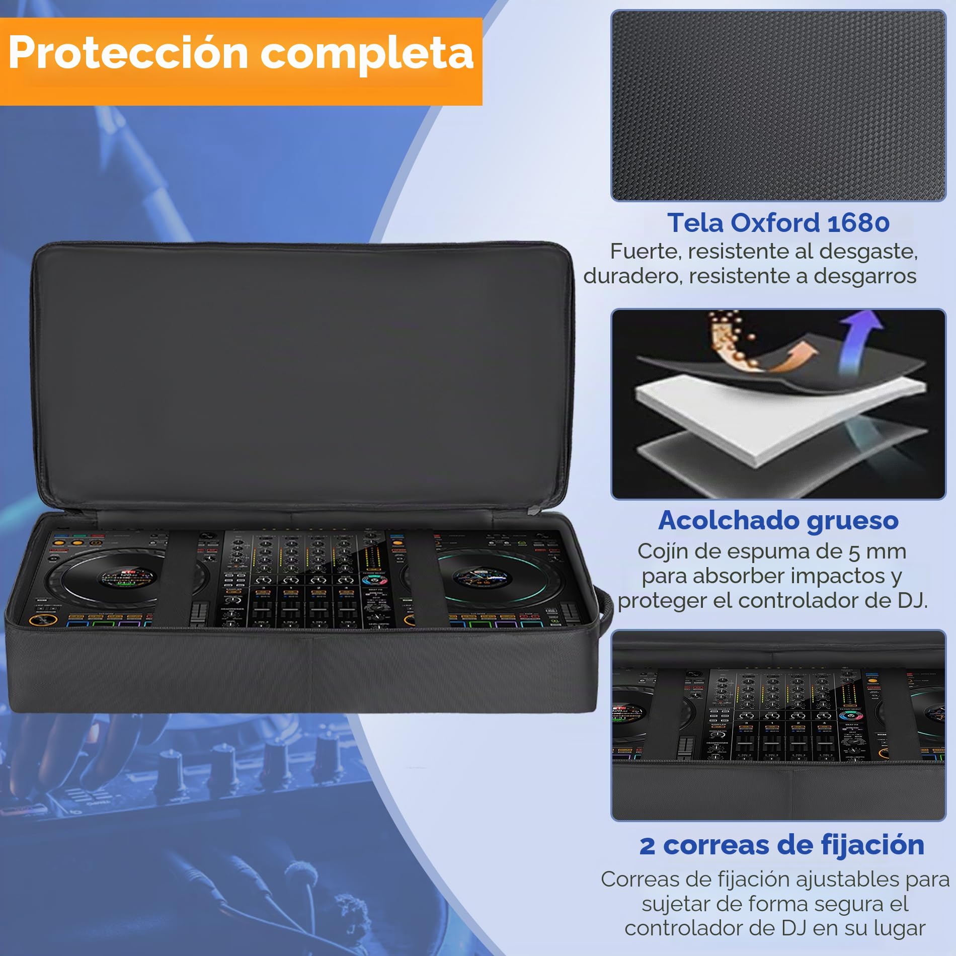 Bolsa para controlador de DJ compatible con DDJ FLX10 / 1000 / REV7 / REV5 / SC LIVE 4, funda blanda para DJ con múltiples bolsillos para controlador de DJ y accesorios (mediano)