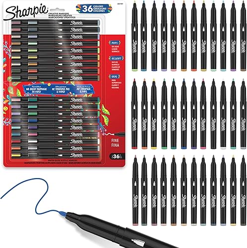 Miniatura 8 de Sharpie - marcadores creativos, paquete variado, marcadores de pintura acrílica a base de agua, punta fina, surtidos, 24 unidades