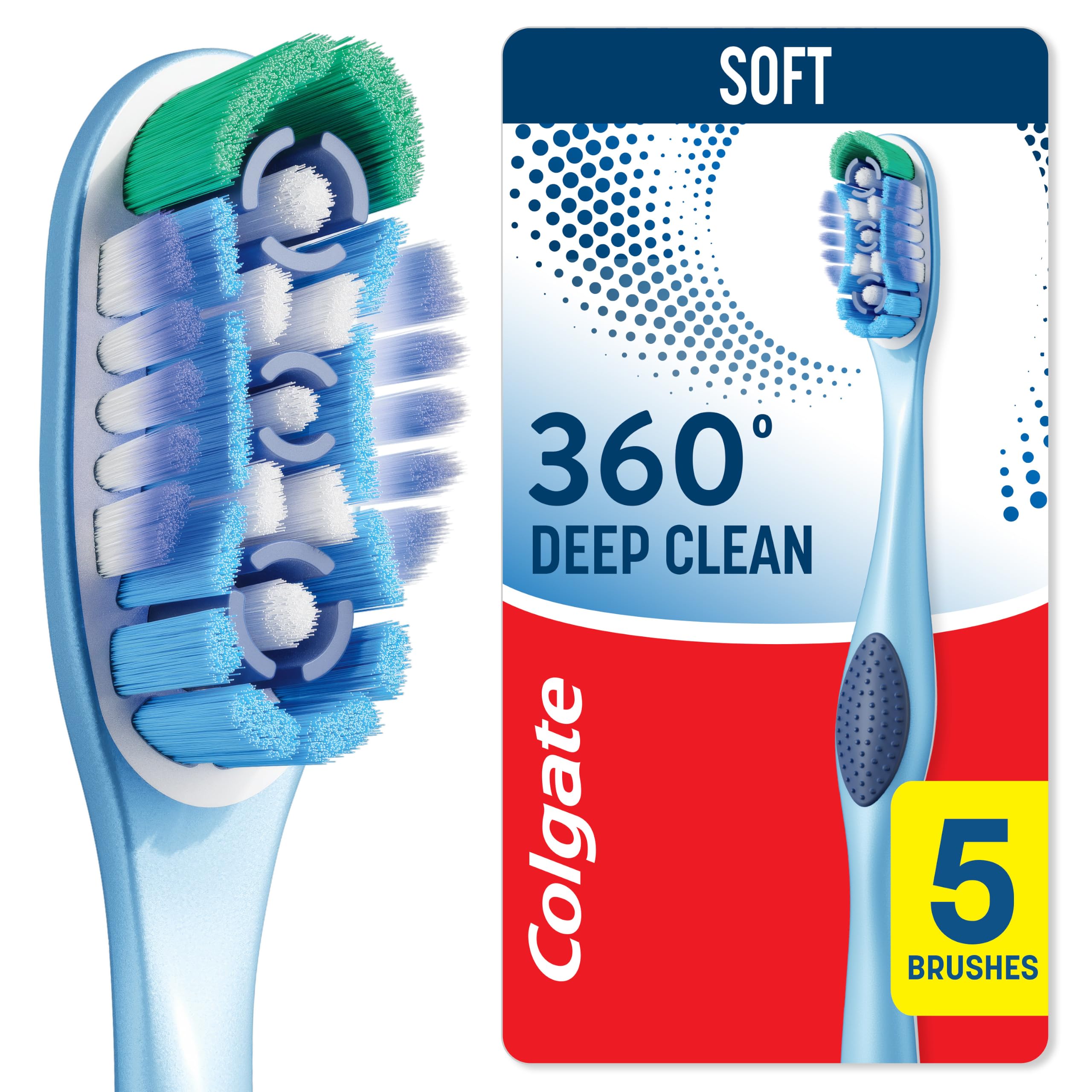 Photo 1 of Colgate 360 Deep Clean Toothbrush, Soft Bristles, 5 Pack