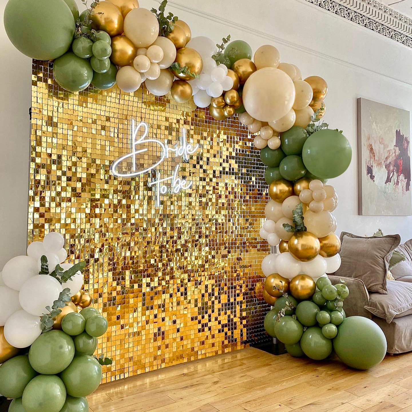 Telón de Fondo Dorado Brillante de 3 x 4 Pies - Lentejuelas para Pared, Decoración de Fiesta, Despedida de Soltera y Cumpleaños