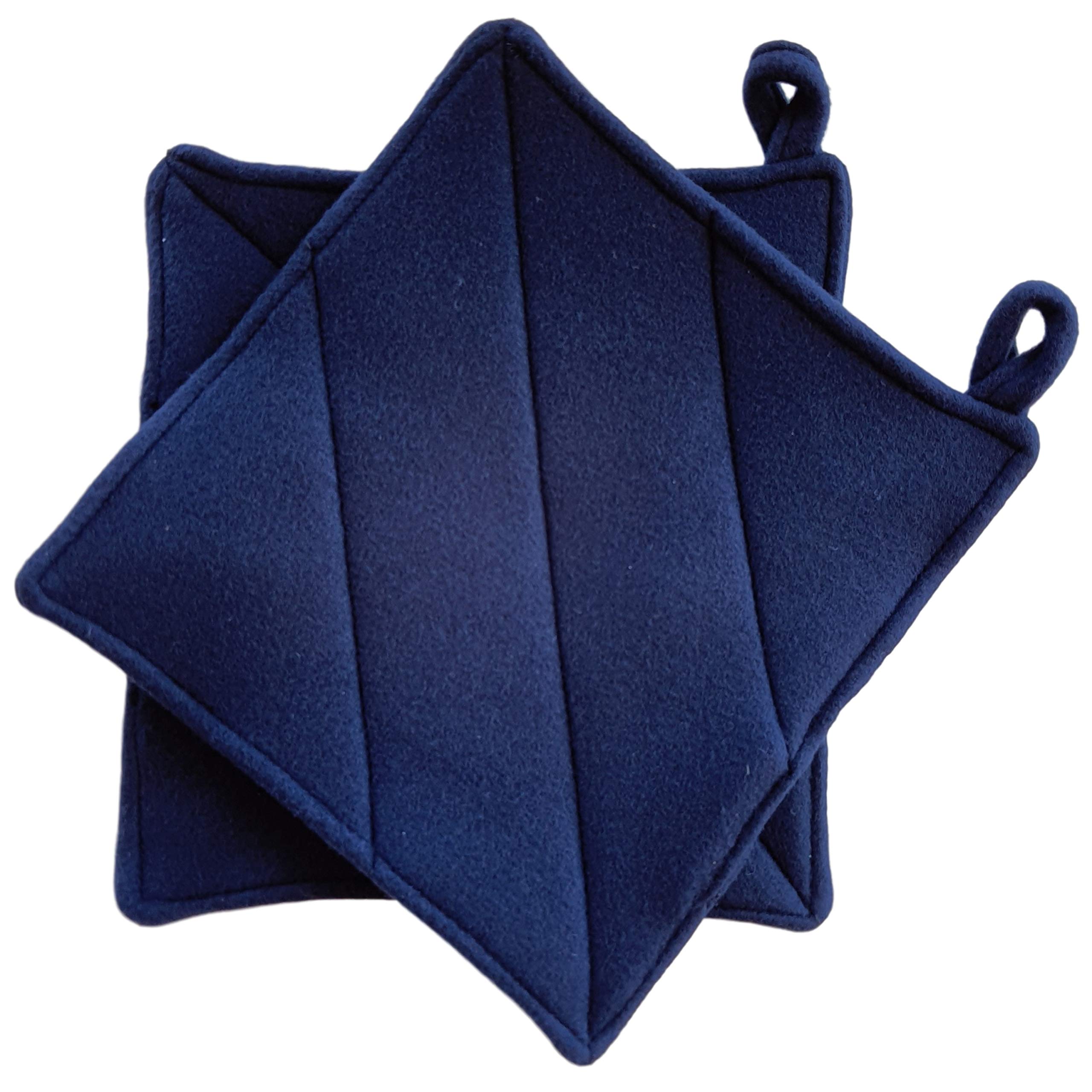 CUSHYSTORE Navy Blue Pot Holders Oven Pads Soft Fabric for Cooking Kitchen 7.75