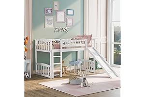 Bellemave Twin Loft Bed with Slide and Ladder for Kids Room