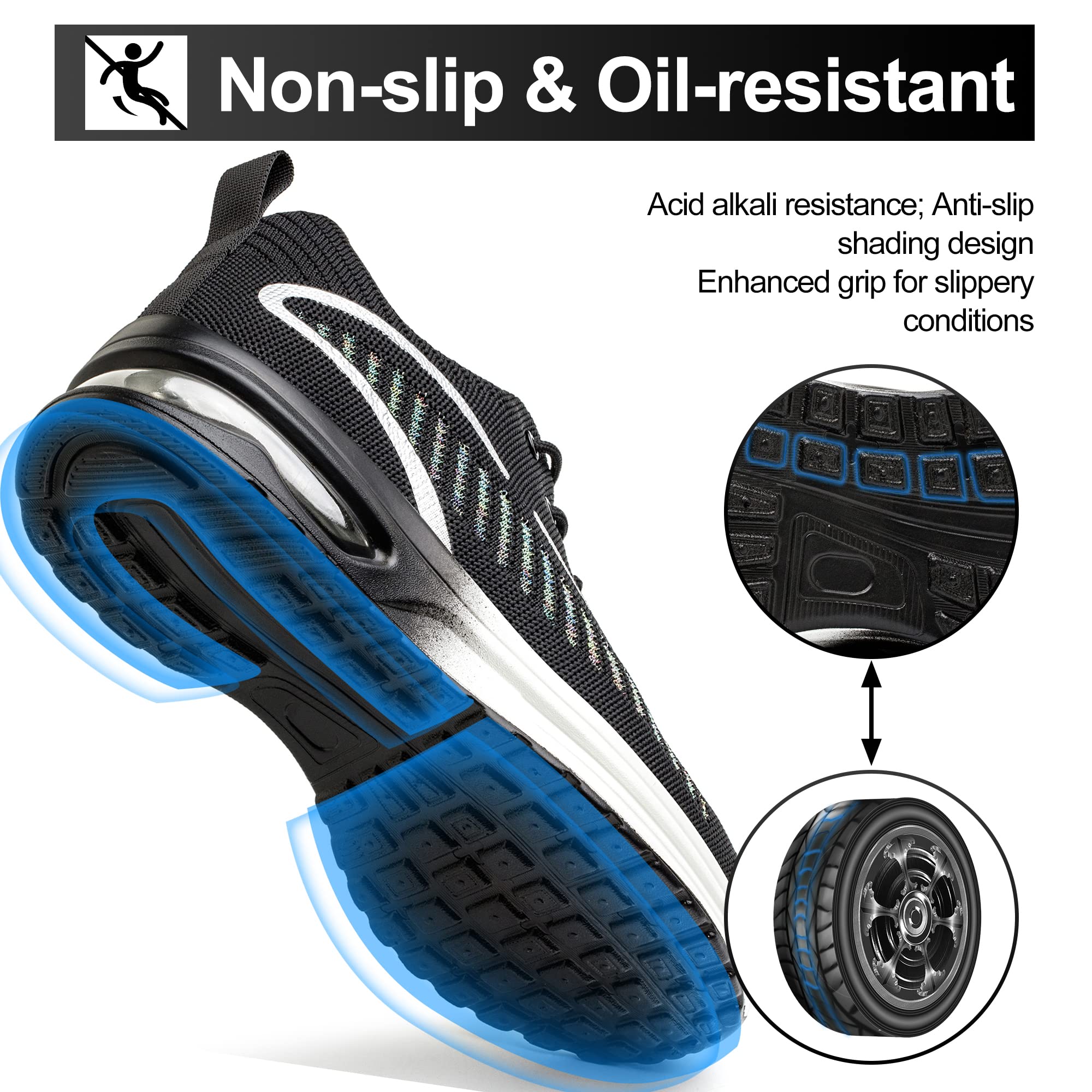 Scarpe Antinfortunistiche Uomo Scarpe da Lavoro Donna Leggere Traspiranti Sneakers con Punta in Acciaio Antiscivolo Sportive Sicurezza Scarpe