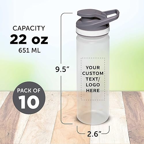 Miniatura 5 de Botellas de agua de plástico para deportes con tapa abatible de 22 onzas  Botella reutilizable a prueba de fugas de agua deportiva