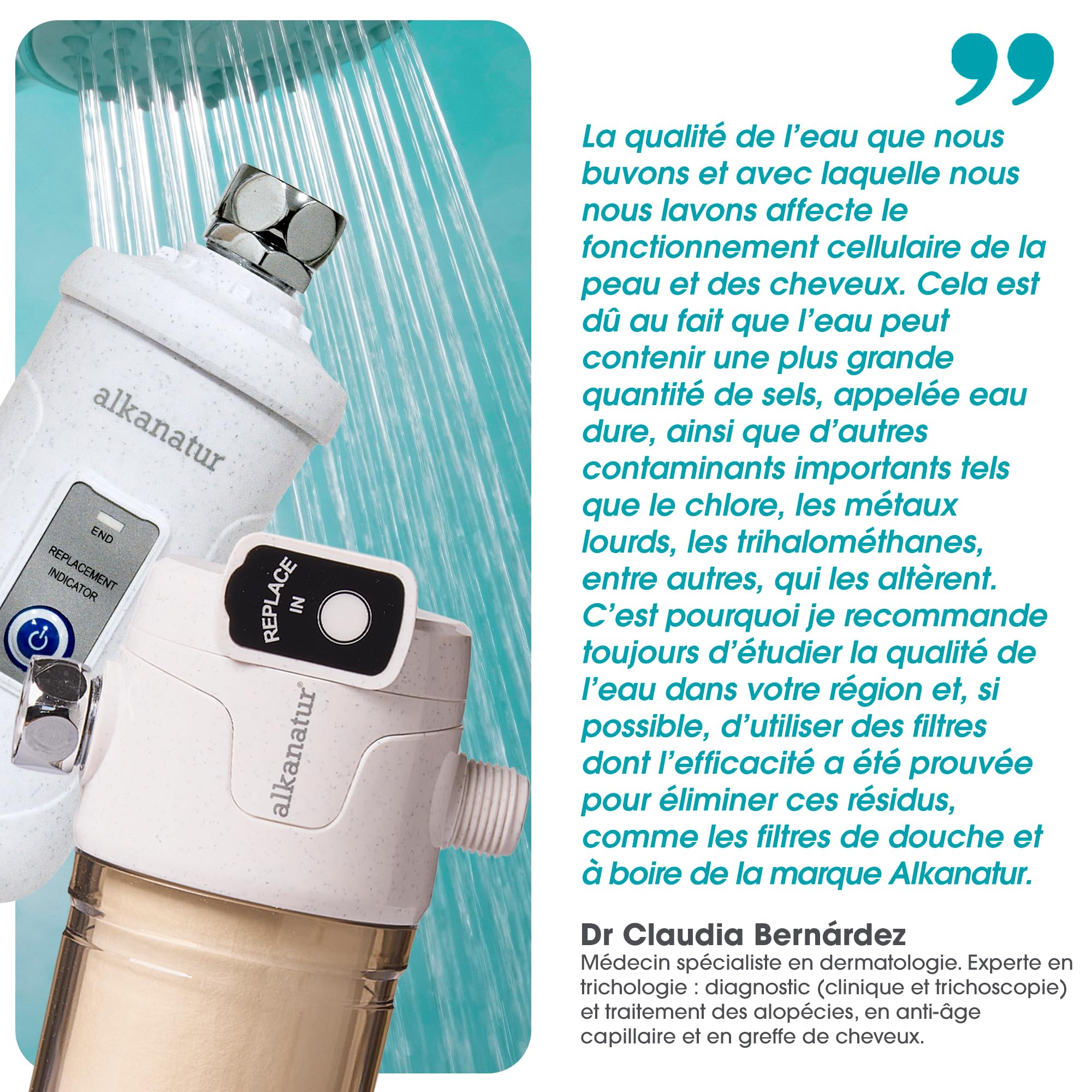 Filtre Eau Douche 50000 L Remplaçable pour Cheveux et Peau Anti Calcaire | Filtration double phase 50 000 litres charbon actif coton PP peau cheveux sensibles sans sulfate de calcium