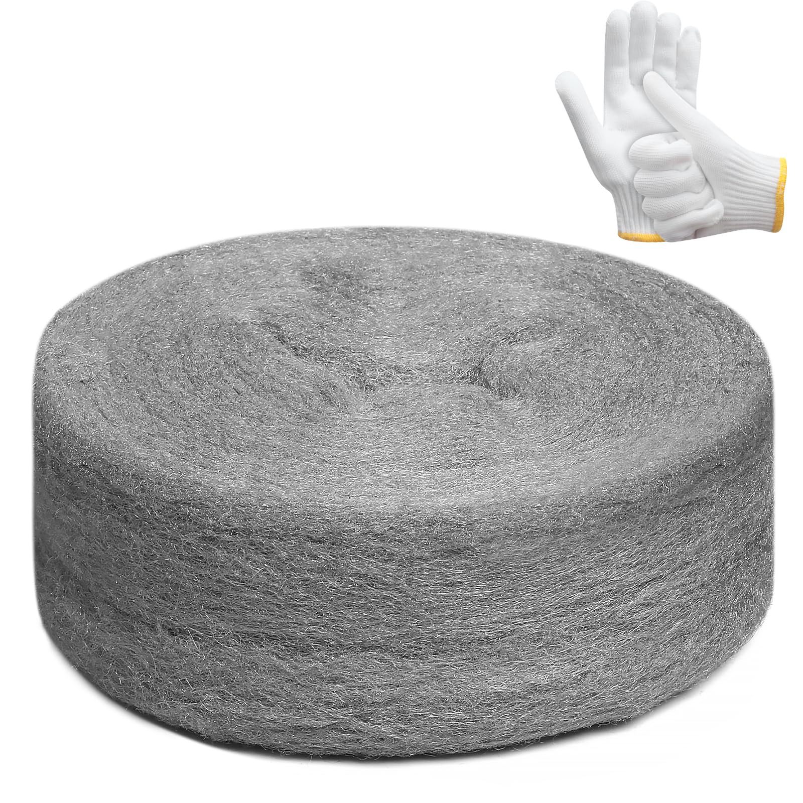 Stainless Steel Wool with Gloves, 20FT Steel Wool Fill Fabric Roll, Gap Blocker Coarse Wire Hardware Cloth DIY Kit for Holes, Wall, Garden, Kitchen,