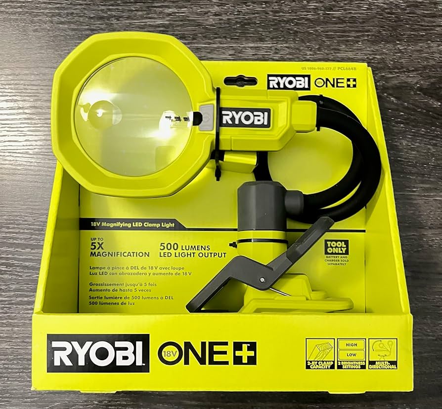 Amazon.com: RYOBI ONE+ 18V LED Magnifying Clamp Light (Tool Only