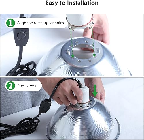 Vista 72 de Simple Deluxe Lámpara de abrazadera de 150 W con reflector de aluminio de 8.5 pulgadas (no incluye bombilla), cable de 6 pies, 1 paquete, color negro