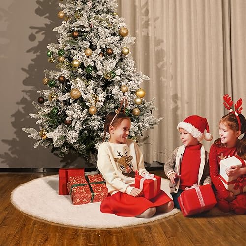 Miniatura 7 de Vonhen - Falda de árbol de Navidad de 48 pulgadas, falda de árbol de piel sintética extra grande gruesa para decoración de árbol de Navidad
