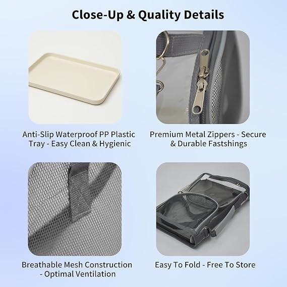 Portable Bird Carrier with Perch & PP Tray, Grey