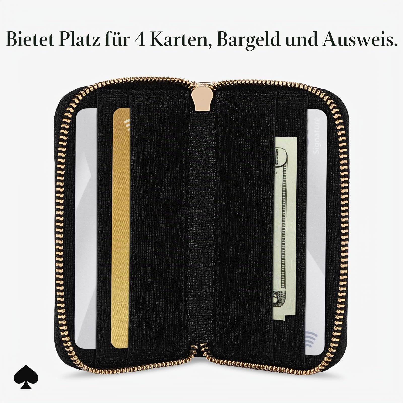 Kate Spade New York Devin Zip Magnetic Wallet/Card Holder - Compatible with MagSafe Phones and Cases - Black
